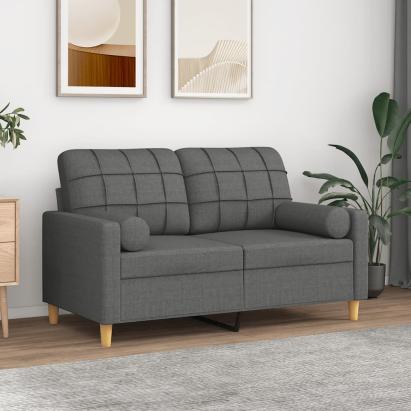 Canapea cu 2 locuri cu pernuțe, gri închis, 120 cm, textil GartenMobel Dekor