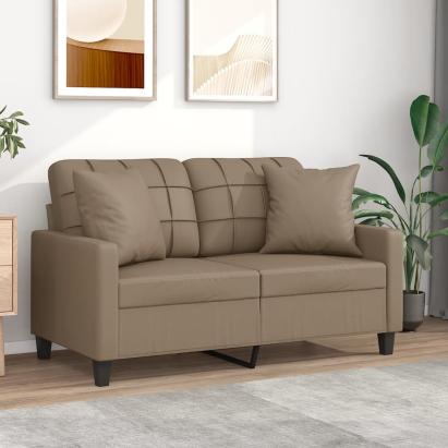 Canapea cu 2 locuri cu pernuțe, cappuccino, 120 cm, piele eco. GartenMobel Dekor