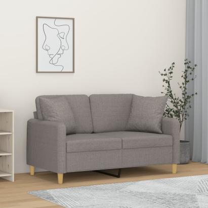 Canapea cu 2 locuri cu pernuțe, gri deschis, 120 cm, textil GartenMobel Dekor