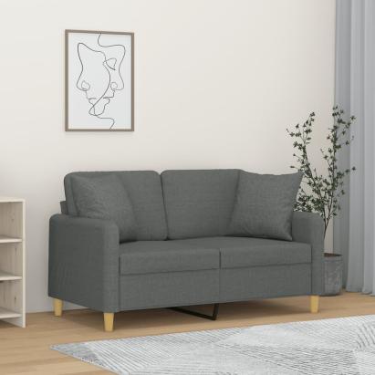 Canapea cu 2 locuri cu pernuțe, gri închis, 120 cm, textil GartenMobel Dekor