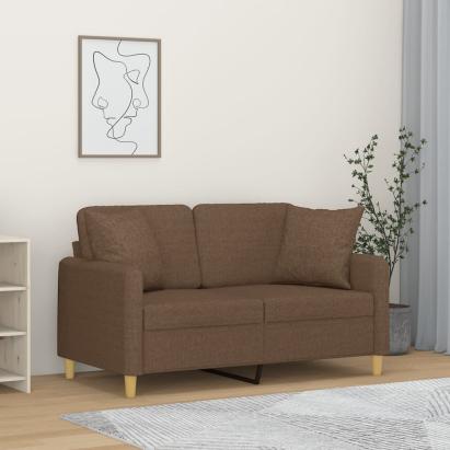 Canapea cu 2 locuri cu pernuțe, maro, 120 cm, textil GartenMobel Dekor