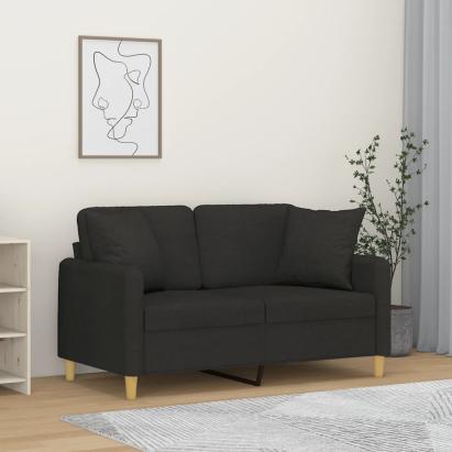 Canapea cu 2 locuri cu pernuțe, negru, 120 cm, textil GartenMobel Dekor