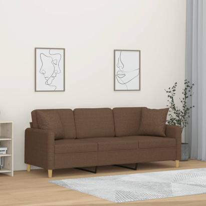 Canapea cu 3 locuri cu pernuțe, maro, 180 cm, textil GartenMobel Dekor