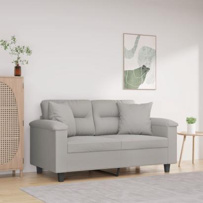 Canapea cu 2 locuri, cu perne, gri, 120 cm, microfibră GartenMobel Dekor