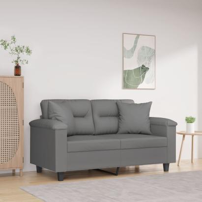 Canapea cu 2 locuri, cu perne, gri, 120 cm, microfibră GartenMobel Dekor
