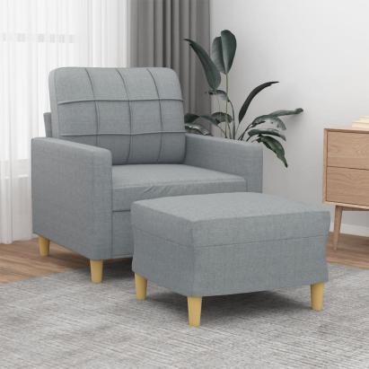 Fotoliu canapea cu taburet, gri deschis, 60 cm, textil GartenMobel Dekor