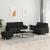 Set de canapele cu perne, 3 piese, negru, textil GartenMobel Dekor