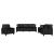 Set de canapele cu perne, 3 piese, negru, piele ecologică GartenMobel Dekor