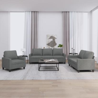 Set de canapele cu perne, 3 piese, gri închis, textil GartenMobel Dekor