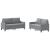 Set de canapele cu perne, 2 piese, gri deschis, textil GartenMobel Dekor