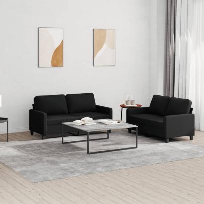 Set de canapele cu perne, 2 piese, negru, textil GartenMobel Dekor