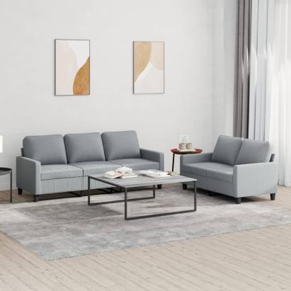 Set de canapele cu perne, 2 piese, gri deschis, textil GartenMobel Dekor