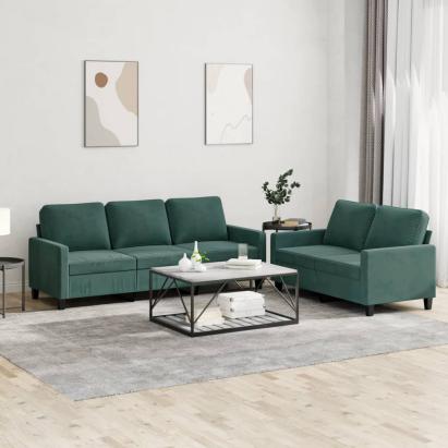 Set de canapele cu perne, 2 piese, verde închis, catifea GartenMobel Dekor