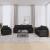 Set de canapele cu perne, 3 piese, negru, textil GartenMobel Dekor