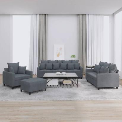 Set de canapele cu perne, 4 piese, gri închis, catifea GartenMobel Dekor