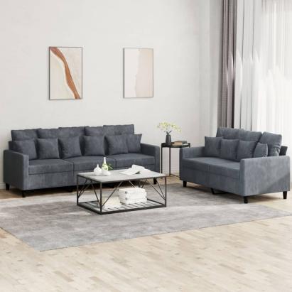 Set de canapele cu perne, 2 piese, gri închis, catifea GartenMobel Dekor