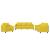 Set de canapele cu perne, 3 piese, galben deschis, textil GartenMobel Dekor