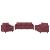 Set canapea cu perne, 3 piese, roșu vin, material textil GartenMobel Dekor
