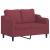 Set canapea cu perne, 3 piese, roșu vin, material textil GartenMobel Dekor