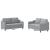 Set de canapele cu perne, 2 piese, gri deschis, textil GartenMobel Dekor