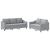 Set de canapele cu perne, 2 piese, gri deschis, textil GartenMobel Dekor