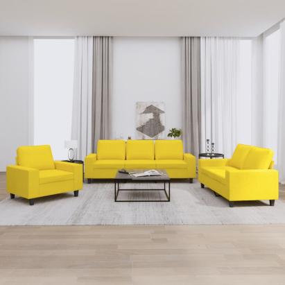 Set de canapele, 3 piese, galben deschis, textil GartenMobel Dekor