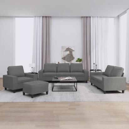 Set de canapele, 4 piese, gri închis, material textil GartenMobel Dekor