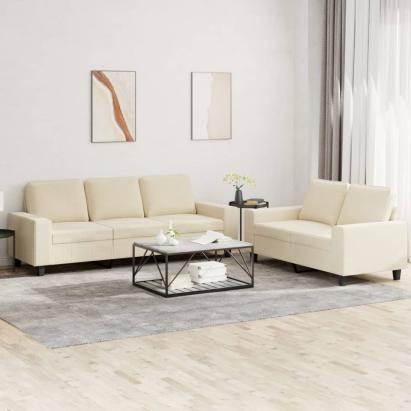Set de canapele, 2 piese, crem, material textil GartenMobel Dekor