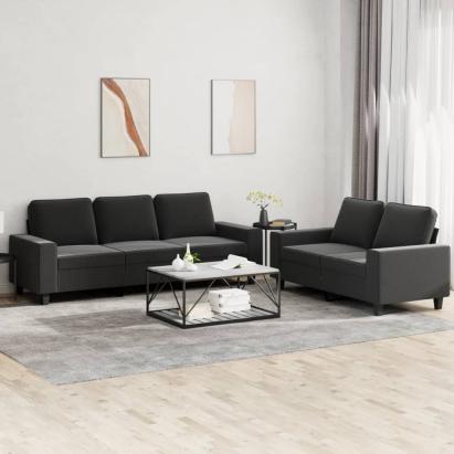 Set de canapele, 2 piese, negru, material textil GartenMobel Dekor