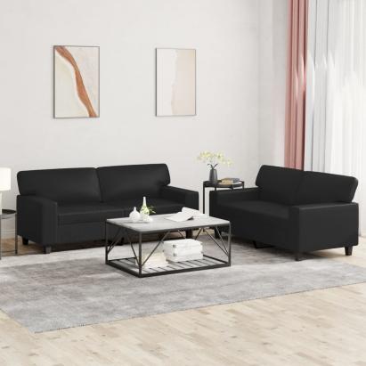 Set de canapele, 2 piese, negru, piele ecologică GartenMobel Dekor