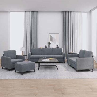 Set de canapele, 4 piese, gri închis, catifea GartenMobel Dekor