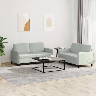 Set canapea, 2 piese, gri deschis, catifea GartenMobel Dekor