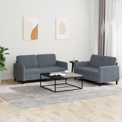 Set canapea, 2 piese, gri închis, catifea GartenMobel Dekor