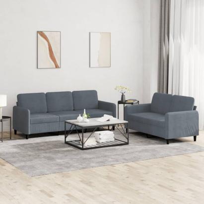 Set canapea, 2 piese, gri închis, catifea GartenMobel Dekor