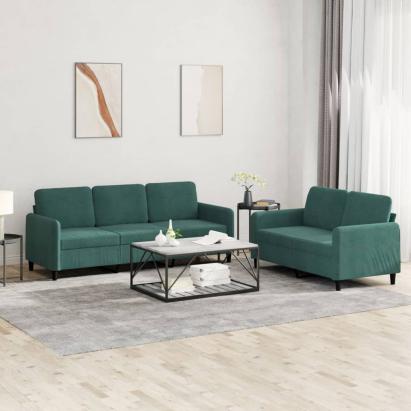 Set canapele, 2 piese, verde închis, catifea GartenMobel Dekor