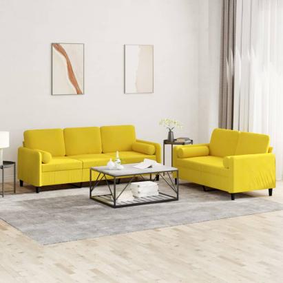 Set de canapele cu perne, 2 piese, galben, catifea GartenMobel Dekor