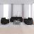 Set de canapele cu perne, 3 piese, negru, textil GartenMobel Dekor