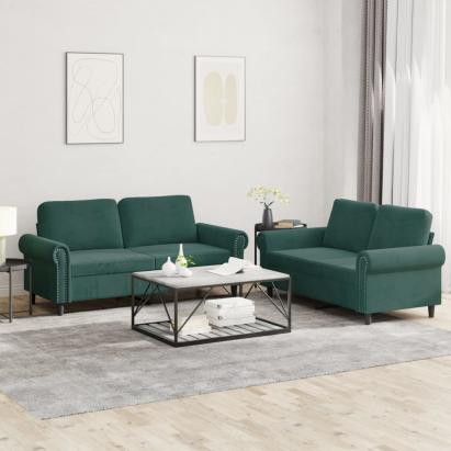 Set de canapele cu perne, 2 piese, verde închis, catifea GartenMobel Dekor