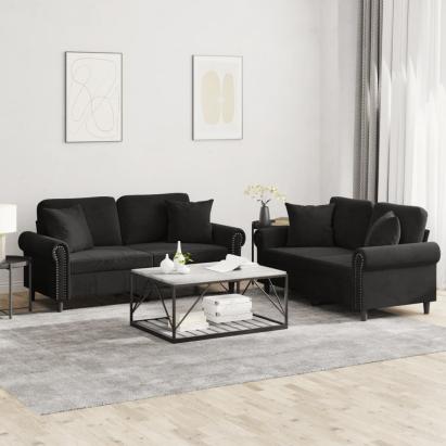 Set canapea cu perne, 2 piese, roz, catifea GartenMobel Dekor