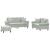 Set de canapele, 3 piese, cu perne, gri deschis, catifea GartenMobel Dekor