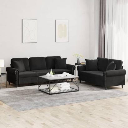 Set canapea cu perne, 2 piese, roz, catifea GartenMobel Dekor