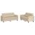 Set de canapele cu perne, 2 piese, crem, microfibră GartenMobel Dekor