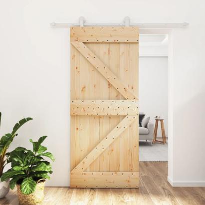 Ușă glisantă cu set feronerie, 90x210 cm, lemn masiv de pin GartenMobel Dekor