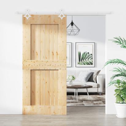 Ușă glisantă cu set feronerie, 90x210 cm, lemn masiv de pin GartenMobel Dekor