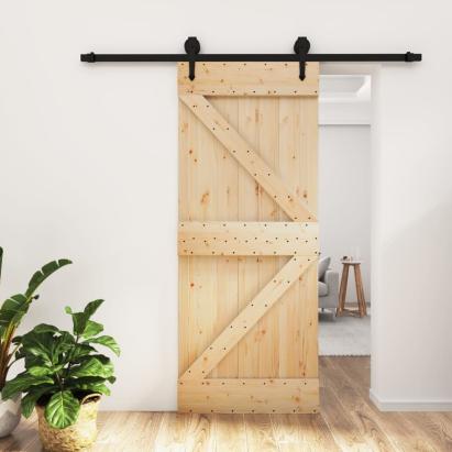Ușă glisantă cu set de feronerie 85x210 cm, lemn masiv de pin GartenMobel Dekor