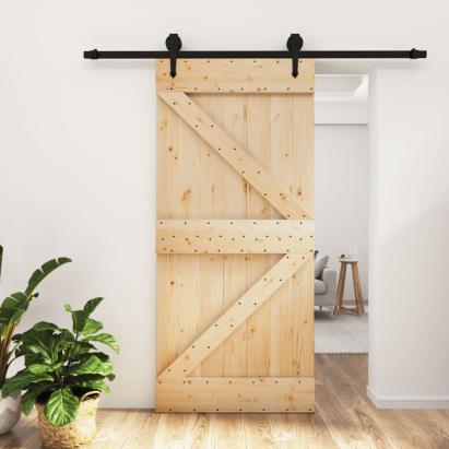 Ușă glisantă cu set de feronerie 95x210 cm, lemn masiv de pin GartenMobel Dekor