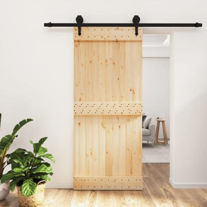 Ușă glisantă cu set feronerie, 90x210 cm, lemn masiv de pin GartenMobel Dekor