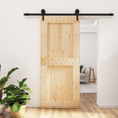 Ușă glisantă cu set feronerie, 90x210 cm, lemn masiv de pin GartenMobel Dekor