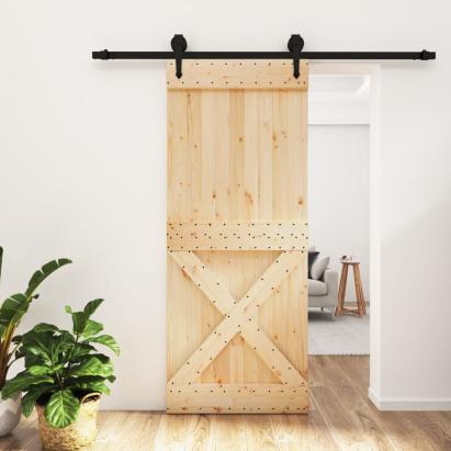 Ușă glisantă cu set de feronerie 85x210 cm, lemn masiv de pin GartenMobel Dekor