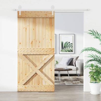Ușă glisantă cu set de feronerie 95x210 cm, lemn masiv de pin GartenMobel Dekor